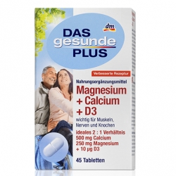 Doplňky stravy Das gesunde Plus Tablety s hořčíkem, vápníkem a D3