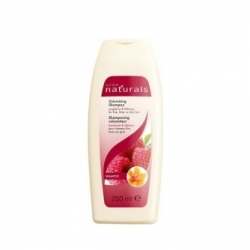 šampony Avon Naturals šampon pro zvětšení objemu s malinou a ibiškem pro jemné nebo mastné vlasy