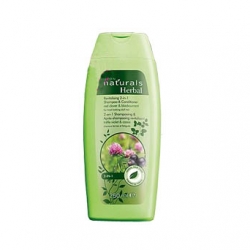 šampony Avon Naturals Herbal revitalizační šampon a kondicionér 2v1 s květem jetele a černým rybízem