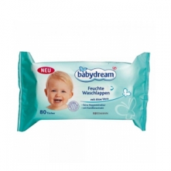 Kosmetika pro děti Babydream vlhčené ubrousky s heřmánkem a aloe vera