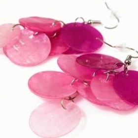 Růžové perleťové náušnice