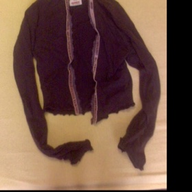 Hnědé bolerko s růžovou krajkou zn. Takko