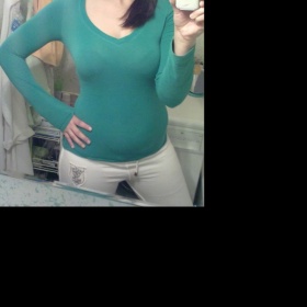 Tyrkysové triko s dlouhým rukávem New Yorker