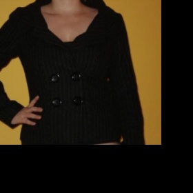 Podzimní/Jarní kabát z H&M černý s bílým proužkem