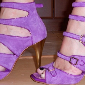 Fialové boty z broušené kůže Disha