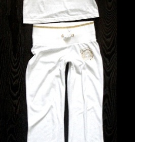 Bílé sametové tepláky George-36