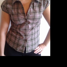 Khaki košile s růžovými kostičkami Gate