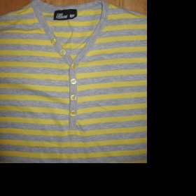 Šedožluté proužkované pánské tričko NY