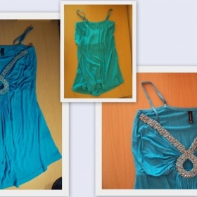 Modré tílko Amisu (New Yorker) s "broží"