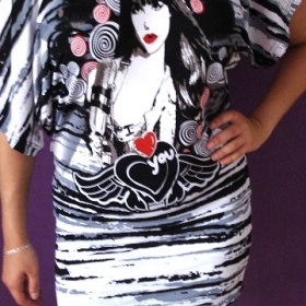 Černobílá tunika-minišaty-S-M