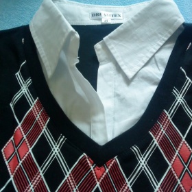 Košilové triko červenočerné+ bílé