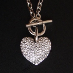 Náhrdelník swarovski - srdce s bílými krystaly