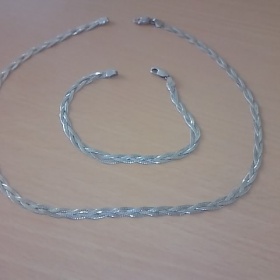 Stříbrný řetízek s náramkem