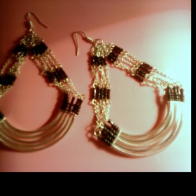 Naušnice stříbrno - černé