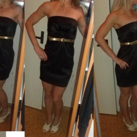 Černé pouzdrové šaty Jane Norman vzhled saténu XS-S