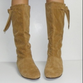 Camelové semišové kozačky