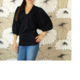 Černý top se stříbrnými odlesky a netopýřími rukávy zn. Orsay