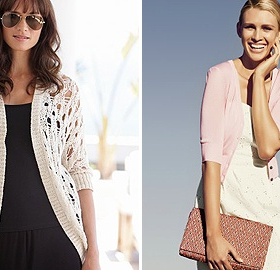 Háčkovaná vestička,béžová s páskem Papaya