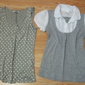 Šedobílé tričko a tílko Camaieu a Pull and Bear