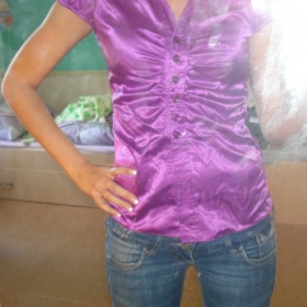 Košile fialová s nabíranými rukávy