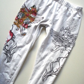 Bílé legíny s potiskem - M