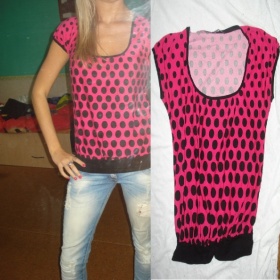 Tričko růžové s puntíky