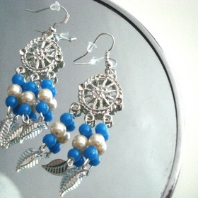 Modré delší naušničky