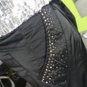 Černé lesklé elegantní Kalhoty slim Redial