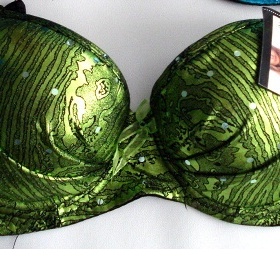 Zelená lesklá podprsenka - S