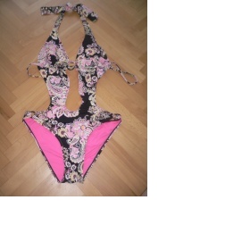 Plavky růžovo bílé monokiny New Yorker