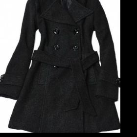 Černý dlouhý vlněný zimní kabát - foto č. 1