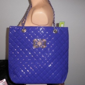 Královsky modrá kabelka s řetízkovým uchem L - Bags