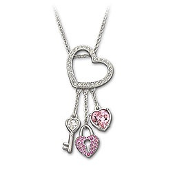 Swarovski Pink Heart Lock Pendant