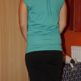 Delší tričko/tunika Japan style, barva zeleno - bílá