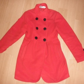 Červený kabát s velkými knoflíky v Japan stylu XS - S - foto č. 1