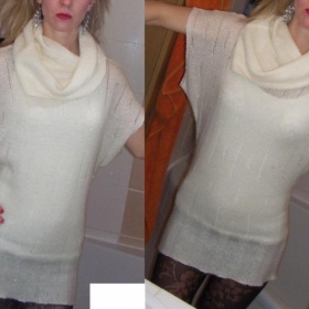 Svetrové minišaty nebo tunika XS - M Divided HM krémovobílé