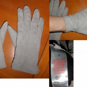 Velurové šedivé kožené rukavice S FF - foto č. 1