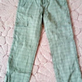 Dětské kostkované kalhoty béžové