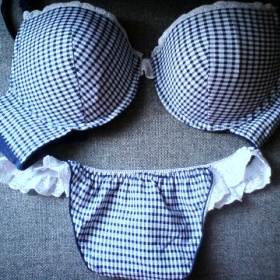 Modro - bílý dámský komplet spodního prádla