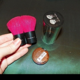 Růžový štětec Kabuki Flex 2 v 1, na pudr a tvářenku