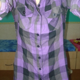 Košile károvaná s ohrnovacími rukávy  House