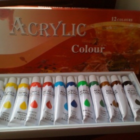 Akrylové barvy, 12 barev, Made in China - foto č. 1