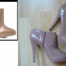 Kotníčkové lakované nude boty 40 New Look