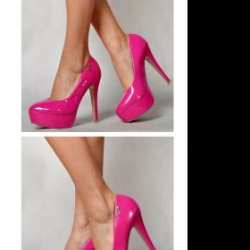 Nude lakované lodičky na platformě - foto č. 1