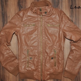 Koženková camel bundička Bershka