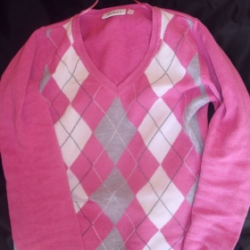 Růžový kostkovaný svetřík C&A