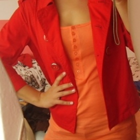 Červený jarní/letní kabátek Camaieu