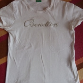 Bílé tričko Benetton s krátkým rukávem - foto č. 1