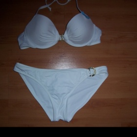 Bílé push up plavky Amisu se zlatými detaily