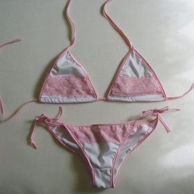 Bílo růžové plavky/bikiny s krajkou - foto č. 1